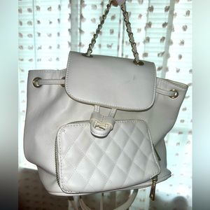 White mini book bag